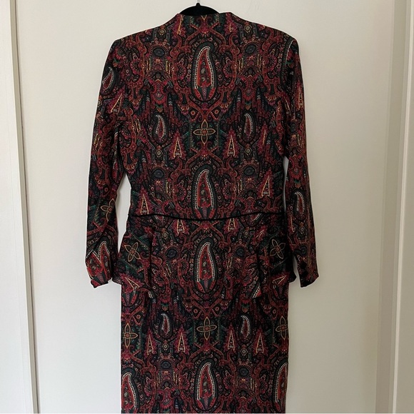 Exquisite 💯 Silk Vintage Hanae Mori Peplum Midi Dress - Picture 7 of 12